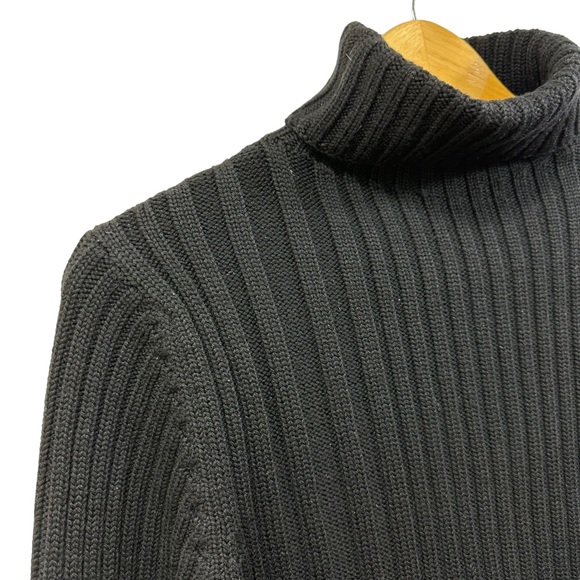 Italmode Made in Italy Ribbed Merino Wool Turtleneck Sweater, Black, Size Small - Picture 3 of 10